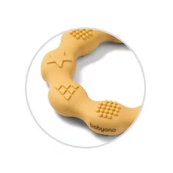 BabyOno kramtukas silikoninis žiedas geltonas 825/01