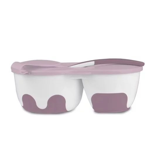 BabyOno lėkštė dviguba su šaukštu , rožinė, 1067/02 BabyOno lėkštė dviguba su šaukštu , rožinė, 1067/02