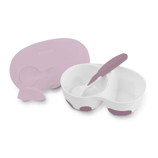 BabyOno lėkštė dviguba su šaukštu , rožinė, 1067/02 BabyOno lėkštė dviguba su šaukštu , rožinė, 1067/02