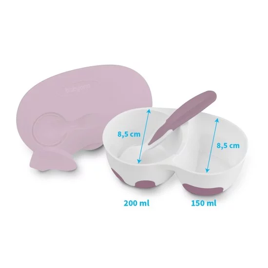 BabyOno lėkštė dviguba su šaukštu , rožinė, 1067/02 BabyOno lėkštė dviguba su šaukštu , rožinė, 1067/02