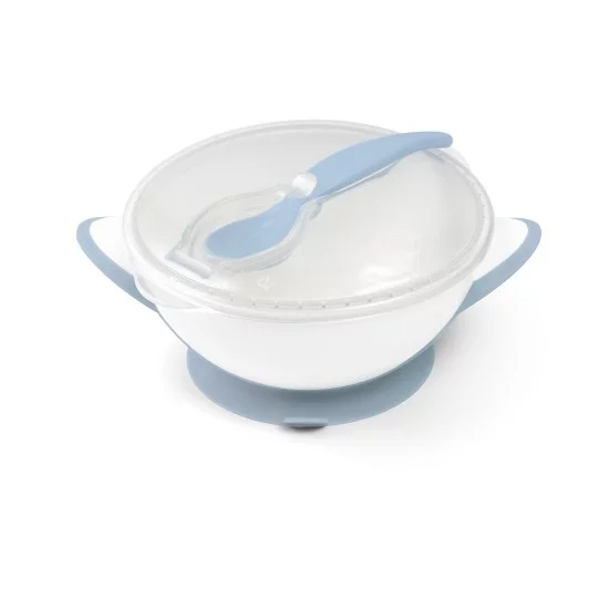 BabyOno lėkštė limpančiu dugnu + šaukštelis Nuo 6+ mėn., mėlyna, 1063/05 BabyOno lėkštė limpančiu dugnu + šaukštelis Nuo 6+ mėn., mėlyna, 1063/05