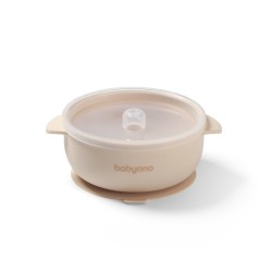 Babyono lėkštutė silikoninė neslystanti su dangteliu kreminė 1662/03
