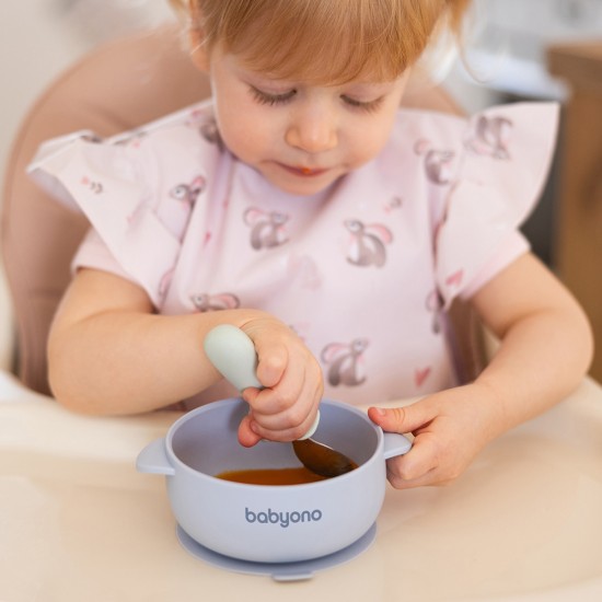 Babyono lėkštutė silikoninė neslystanti su dangteliu mėlyna 1662/01