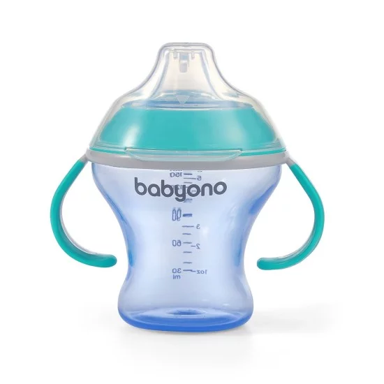 BabyOno neišsiliejantis puodelis minkštu snapeliu NATURAL NURSING, mėlynas, 180 ml, 1456/01 BabyOno neišsiliejantis puodelis minkštu snapeliu NATURAL NURSING, mėlynas, 180 ml, 1456/01