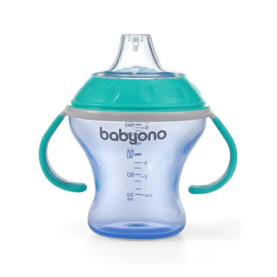 BabyOno neišsiliejantis puodelis minkštu snapeliu NATURAL NURSING, mėlynas, 180 ml, 1456/01 BabyOno neišsiliejantis puodelis minkštu snapeliu NATURAL NURSING, mėlynas, 180 ml, 1456/01