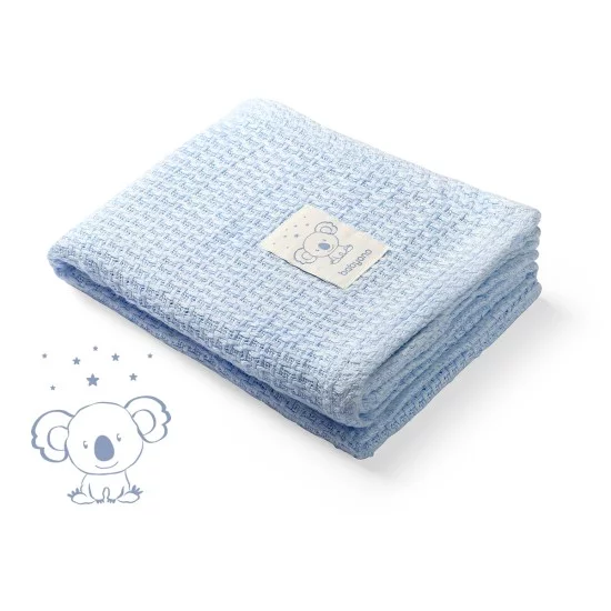 Babyono pledas megztas, bambukinis, mėlynas, 479/02 Babyono pledas megztas, bambukinis, mėlynas, 479/02