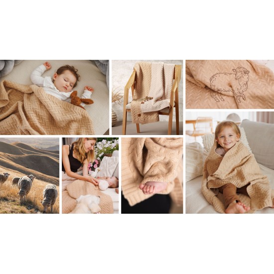 Babyono pledas merino vilnos tamsiai kreminis 1648/02