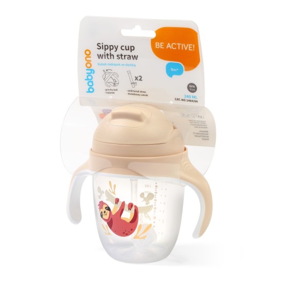 Babyono puodelis su šiaudeliu rudas 1464/04 Babyono puodelis su šiaudeliu rudas 1464/04