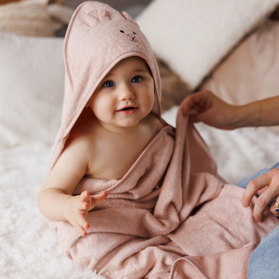 Babyono rankšluostis su gobtuvu bambukinis 100x100 rožinis 1553/04
