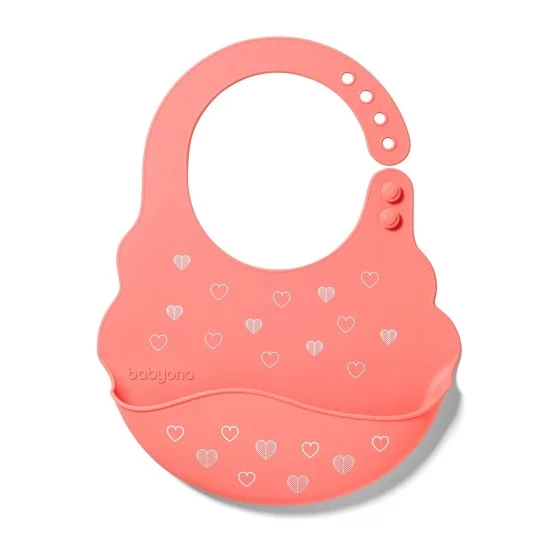 BabyOno seilinukas silikoninis, rožinis, širdelės, 829/04 BabyOno seilinukas silikoninis, rožinis, širdelės, 829/04