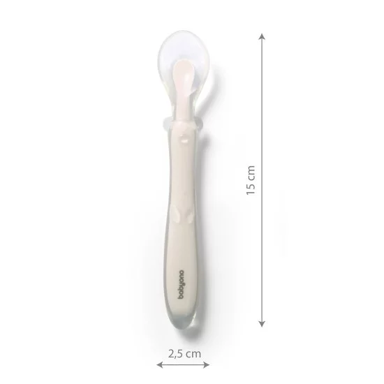 Babyono silikoninis šaukštelis lankstomas kreminis 785/04 Babyono silikoninis šaukštelis lankstomas kreminis 785/04