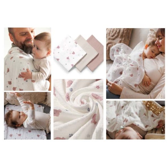 BabyOno vystyklai medvilniniai 3 vnt kreminis 828/03