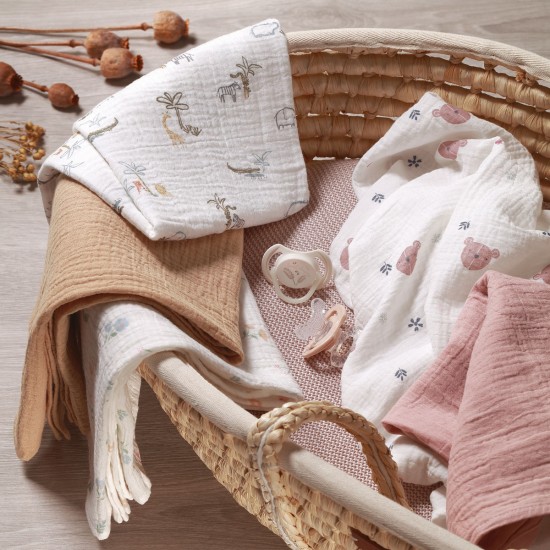 Babyono vystyklai medvilniniai 3 vnt rožinis kreminis 828/01