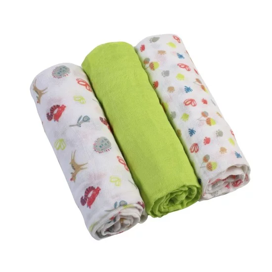 BabyOno vystyklai medvilniniai 3 vnt, salotiniai BabyOno vystyklai medvilniniai 3 vnt, salotiniai