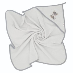 Bocioland rankšluostis su gobtuvu frotinis 80x80 pilkas vilkas BL218