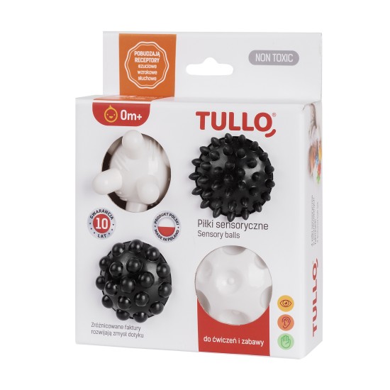 Tullo lavinamieji kamuoliukai kūdikiams 4vnt juodi balti  6-7cm 805