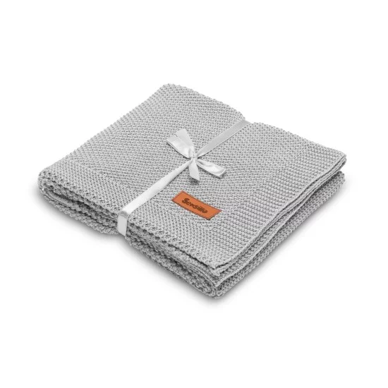 Sensillo pledas megztas, medvilninis, 100x80, pilkas, 4323 Sensillo pledas megztas, medvilninis, 100x80, pilkas, 4323