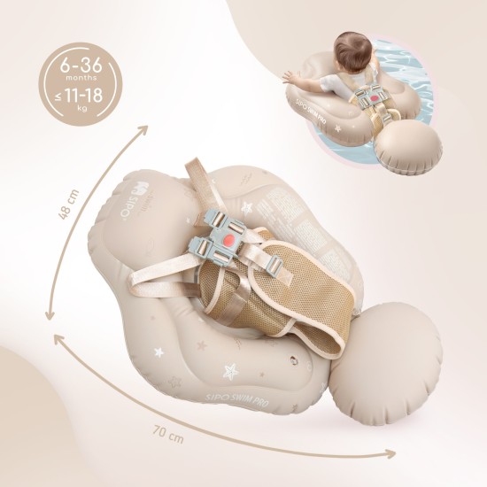 SIPO pripučiamas plaukimo ratas kūdikiams vaikams 6-36 m 11–18kg kreminis SWM102TR