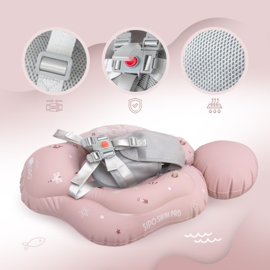 SIPO pripučiamas plaukimo ratas kūdikiams vaikams 6-36 m 11–18kg rožinis SWM101TR