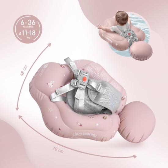 SIPO pripučiamas plaukimo ratas kūdikiams vaikams 6-36 m 11–18kg rožinis SWM101TR
