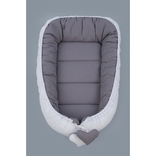 Tuttolina lizdelis naujagimiui Cocoon, Wafel, pilkas-baltas