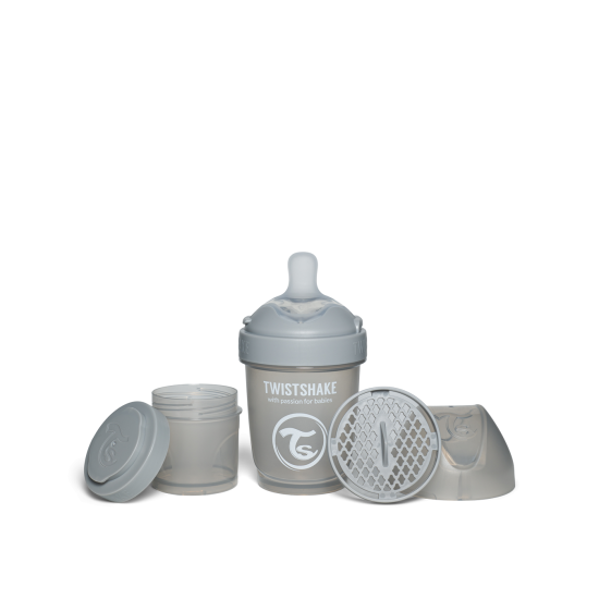 Twistshake buteliukas antikolikinis Pro Double 180ml pilkas 79010 Twistshake buteliukas antikolikinis Pro Double 180ml pilkas 79010