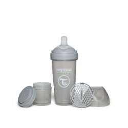 Twistshake buteliukas antikolikinis Pro Double 330ml pilkas 79042