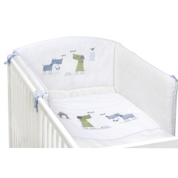 Patalynės komplektas 3 dalių, šuniukas mėlyna-žalia