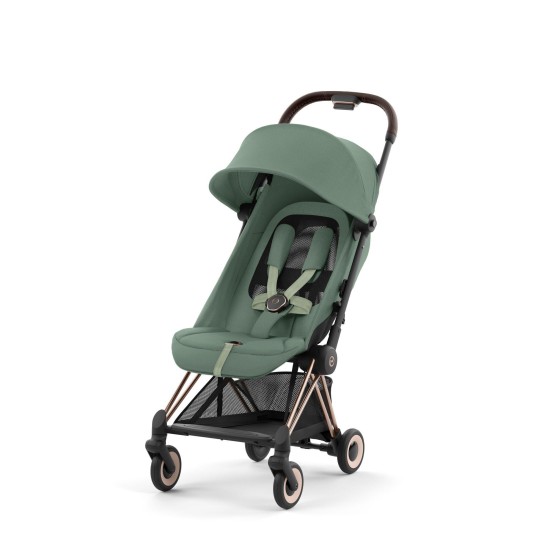 Coya vežimėlis Leaf Green, rose gold važiuoklė