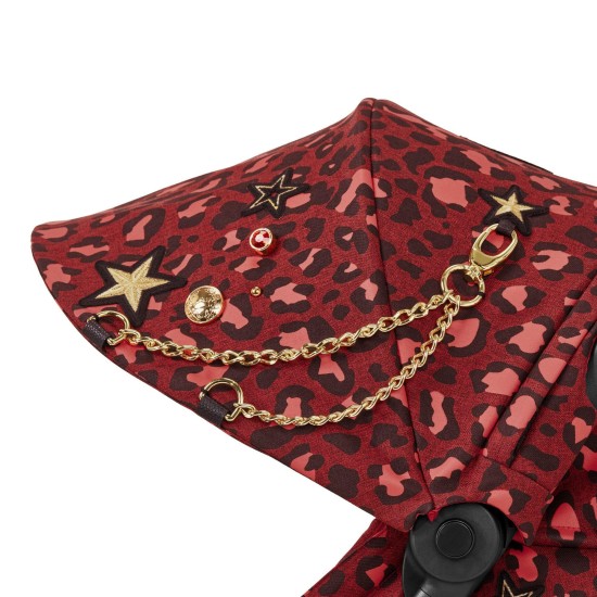 Coya vežimėlis Rockstar Rosenrot Red, Matt Black frame