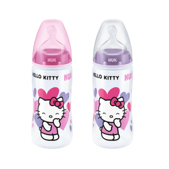 NUK FIRST CHOICE Hello Kitty buteliukas 300ml  su silikoniniu žinduku 6-18 mėn
